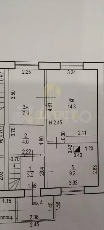 3-к. квартира, 65,1 м, 2/2 эт. - Фото 0