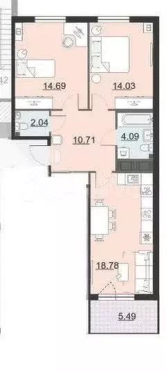 2-к. квартира, 65 м, 6/14 эт. - Фото 0