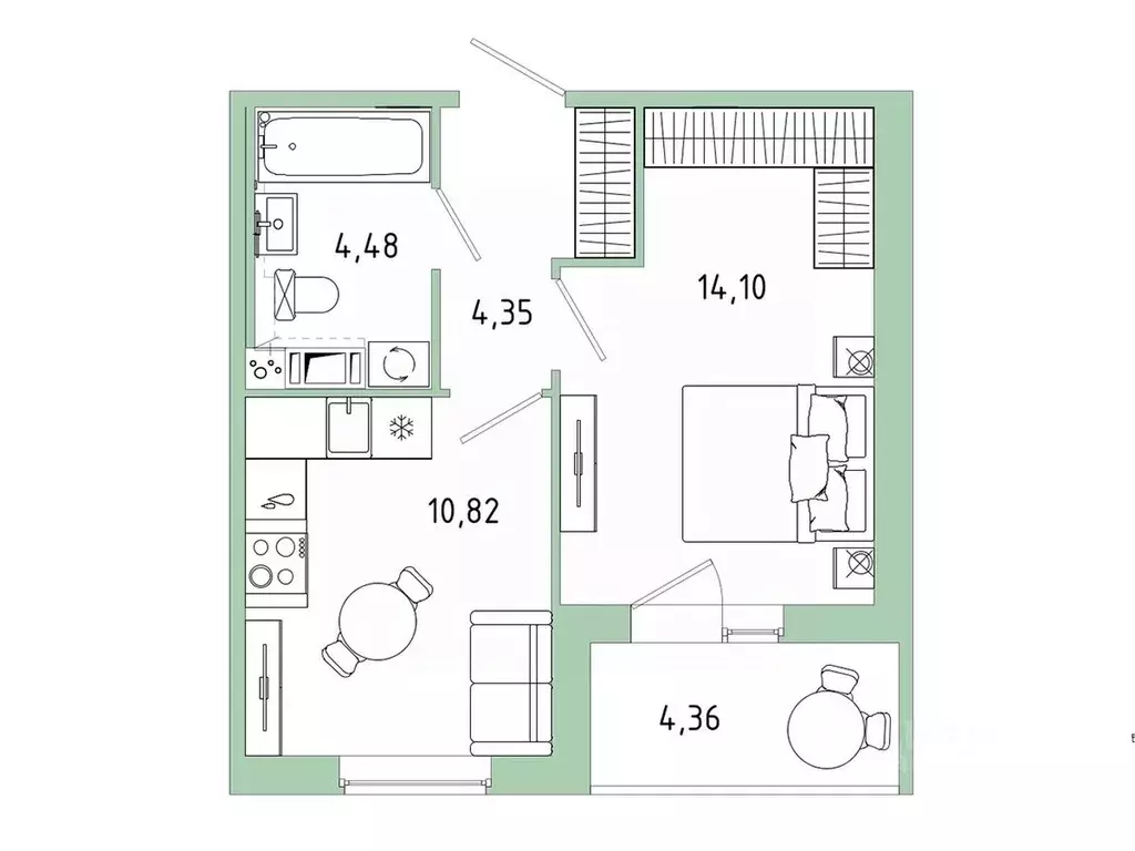 1-к кв. Ленинградская область, Гатчина Въезд мкр,  (35.93 м) - Фото 1