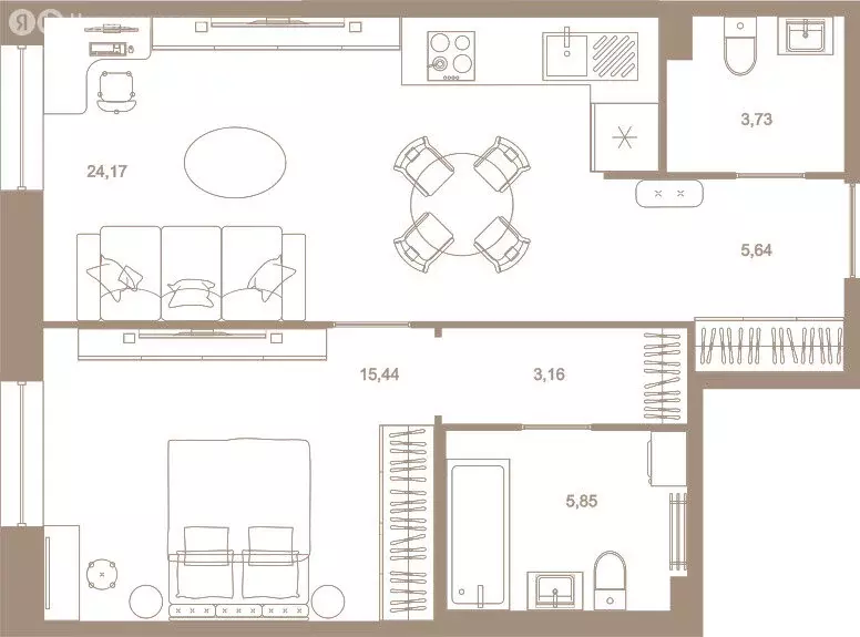 1-комнатная квартира: Санкт-Петербург, набережная реки Карповки, 31к1 ... - Фото 1