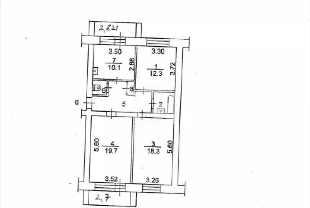 3-к кв. Томская область, Томск ул. Карташова, 26 (75.2 м) - Фото 1