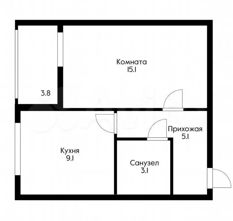 1-к. квартира, 32,4 м, 7/7 эт. - Фото 0