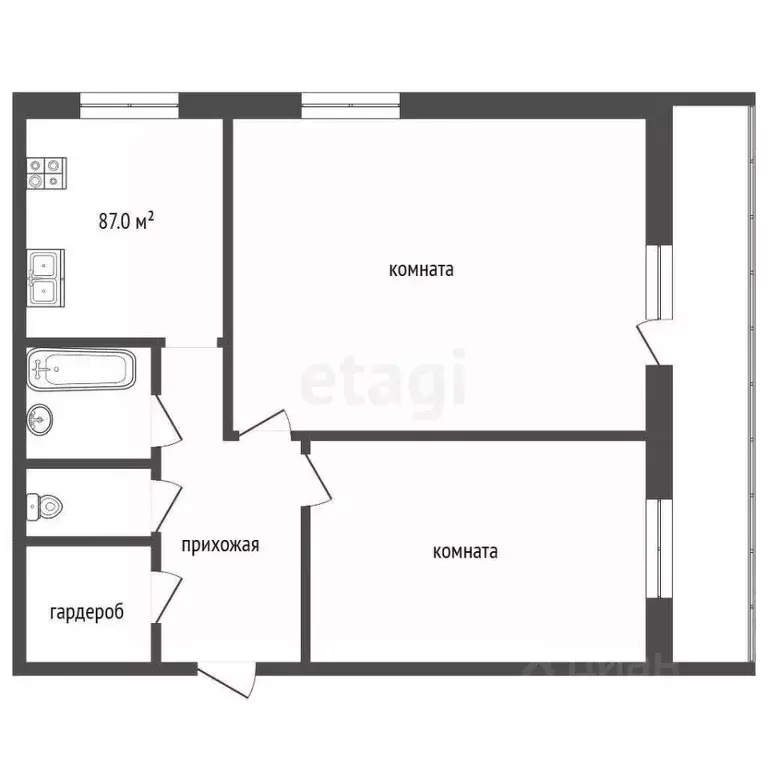 2-к кв. Ярославская область, Ярославль Тутаевское ш., 73 (42.3 м) - Фото 2