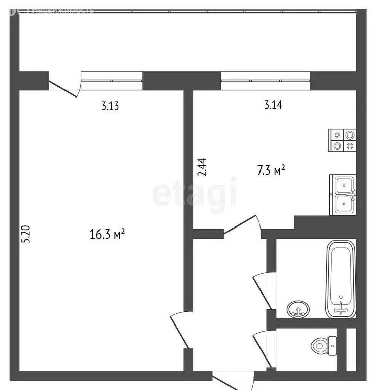 1-комнатная квартира: Белгород, улица Губкина, 17 (31.4 м) - Фото 0