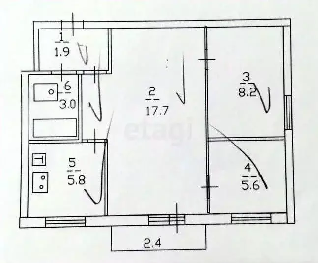 3-к кв. Саратовская область, Саратов ул. Имени Осипова, 8 (42.2 м) - Фото 1