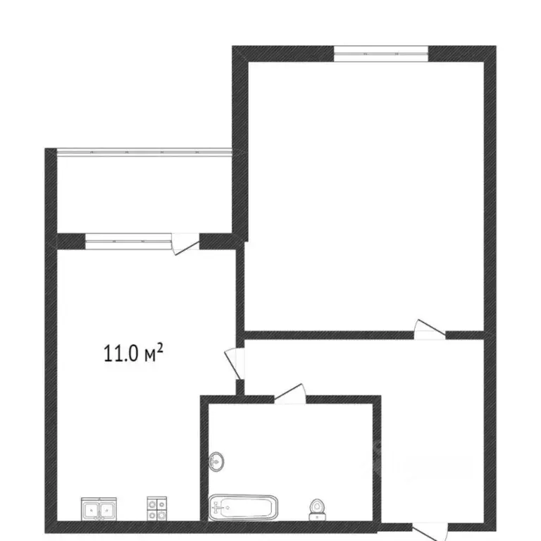 1-к кв. Тюменская область, Тюмень ул. Федюнинского, 30к1 (40.0 м) - Фото 2