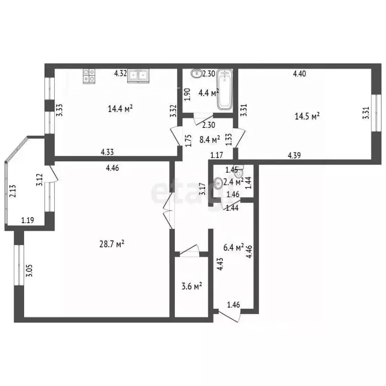 2-к кв. Тамбовская область, Тамбов ул. Максима Горького, 16 (82.1 м) - Фото 1