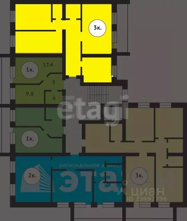 3-к кв. Ставропольский край, Михайловск Шпаковский район, ул. Гоголя, ... - Фото 2