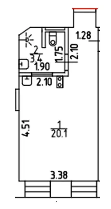 Квартира-студия: Санкт-Петербург, набережная Обводного канала, 169 (23 ... - Фото 1