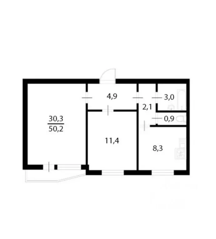2-к кв. Москва ул. Раменки, 6К2 (53.0 м) - Фото 2