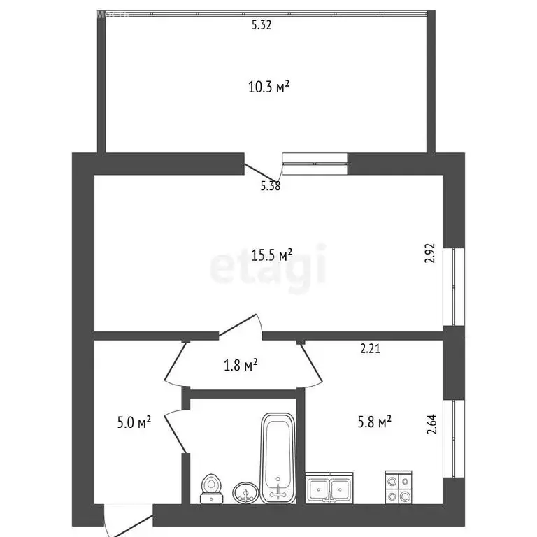 2-комнатная квартира: Балаклава, улица Крестовского, 27 (40.1 м) - Фото 1