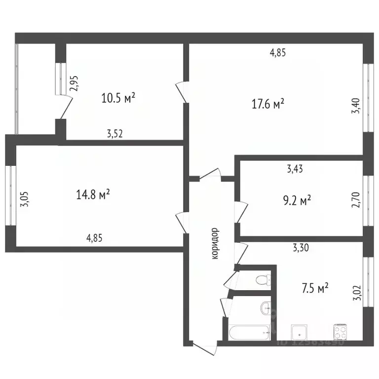 4-к кв. Воронежская область, Воронеж ул. Хользунова, 98 (70.6 м) - Фото 2