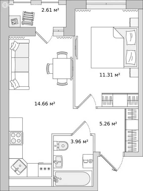 1-комнатная квартира: Мурино, улица Шоссе в Лаврики, 55 (34.9 м) - Фото 0