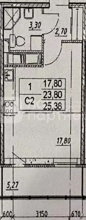 Квартира-студия, 23,9 м, 7/25 эт. - Фото 0