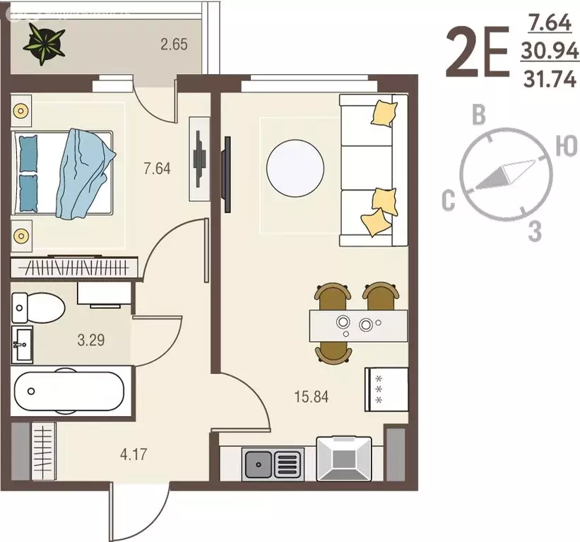 1-комнатная квартира: Курск, микрорайон Курского Завода Тракторных ... - Фото 1