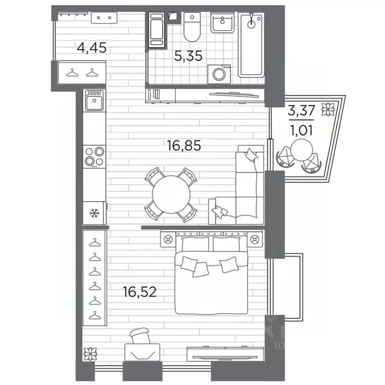 1-к кв. Санкт-Петербург Полюстровский просп., 87 (44.18 м) - Фото 1