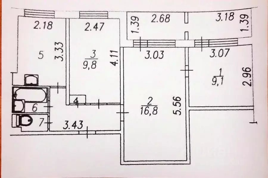 3-к кв. Кемеровская область, Новокузнецк ул. Косыгина, 31 (51.9 м) - Фото 0