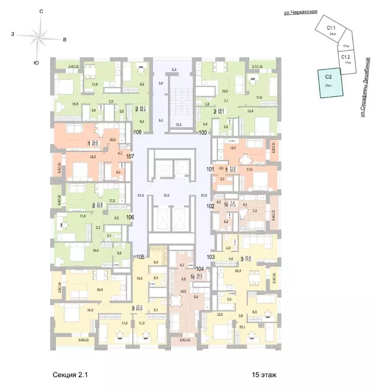 3-к кв. Свердловская область, Екатеринбург ул. Черкасская, 5к3 (73.5 ... - Фото 2