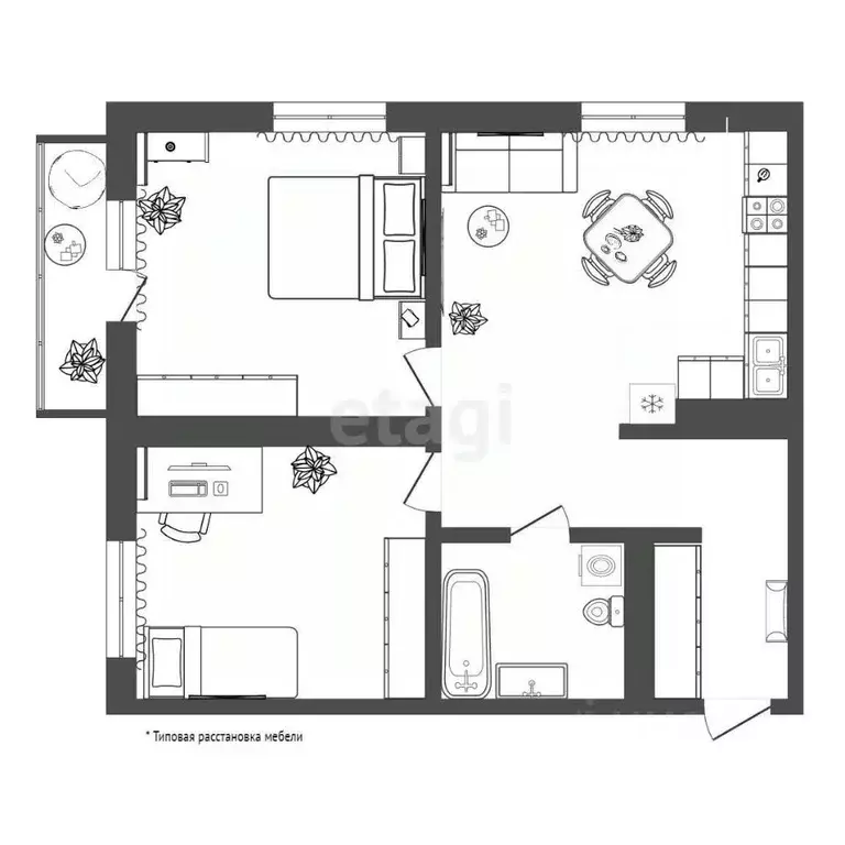 2-к кв. Тюменская область, Тюмень ул. Газовиков, 44 (50.5 м) - Фото 1