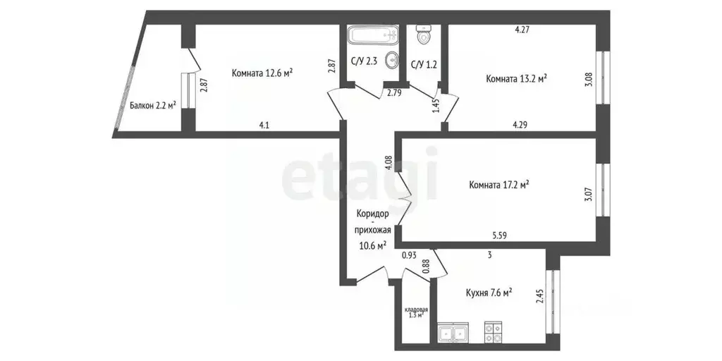 3-к кв. Самарская область, Тольятти Юбилейная ул., 27 (64.7 м) - Фото 2