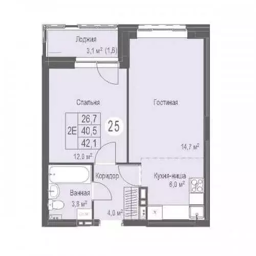 2-комнатная квартира: Москва, Иловайская улица, 3с17 (41.7 м) - Фото 2