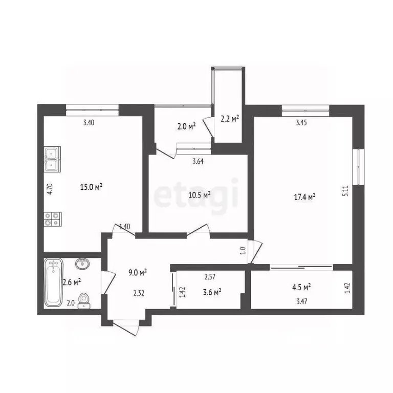 2-к кв. Ростовская область, Ростов-на-Дону Доломановский пер., 19 ... - Фото 2