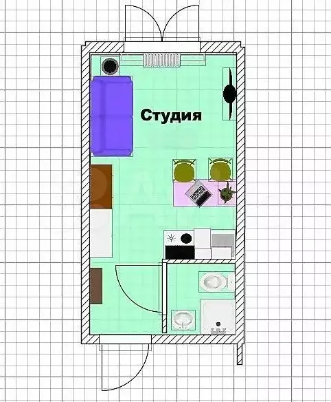 Квартира-студия, 11,2 м, 1/9 эт. - Фото 0