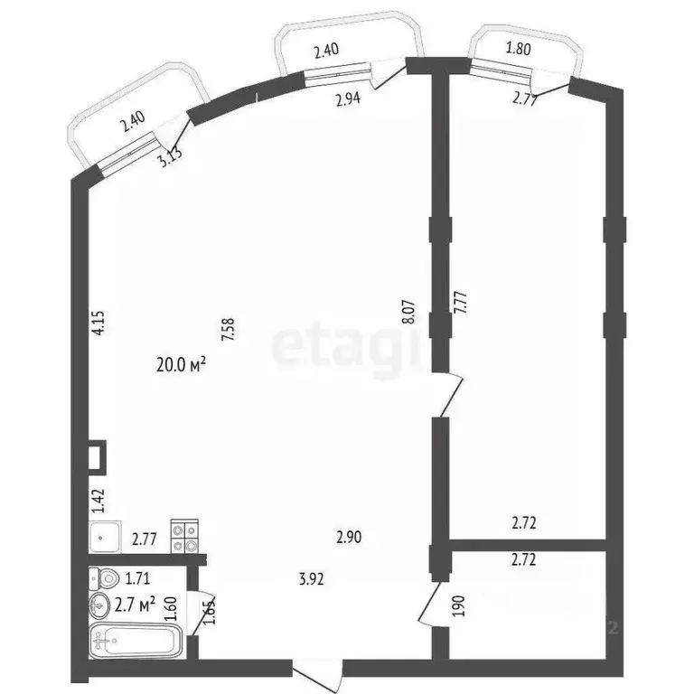 2-к кв. Ставропольский край, Кисловодск Пятигорская ул. (78.0 м) - Фото 1