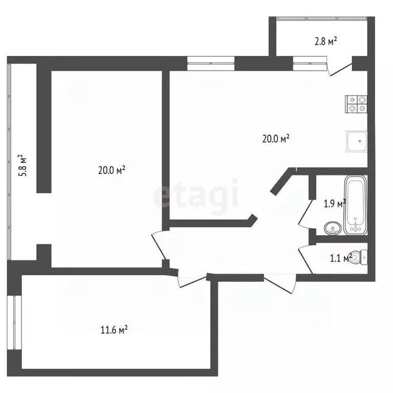 2-к кв. Тюменская область, Тюмень ул. 50 лет Октября, 37 (64.5 м) - Фото 1