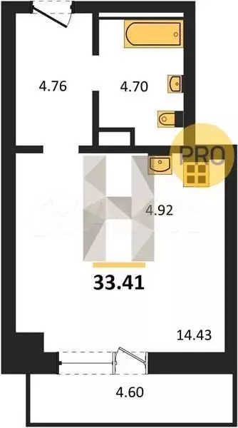 Квартира-студия, 32,8 м, 5/27 эт. - Фото 0