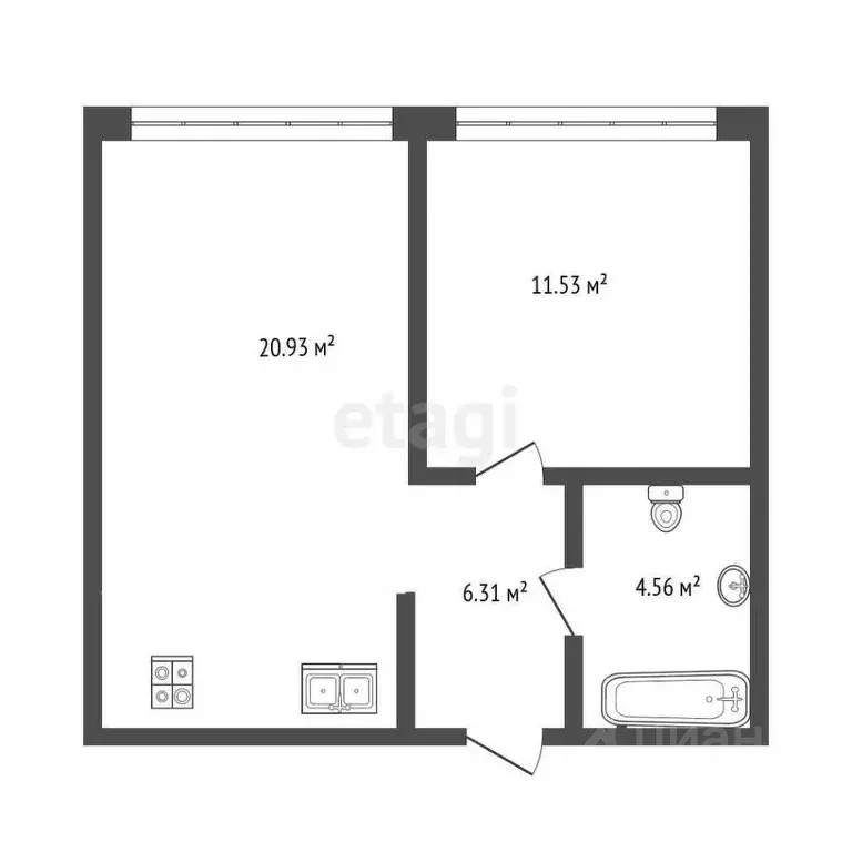 2-к кв. Тюменская область, Тюмень ул. Андрея Кореневского, 11 (43.2 м) - Фото 0