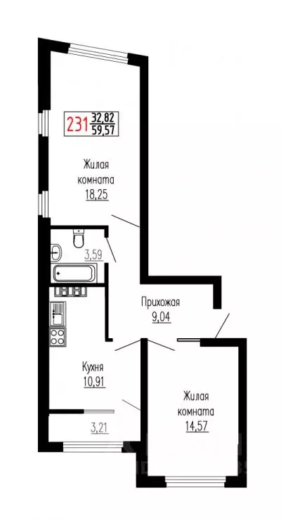 2-к кв. Свердловская область, Екатеринбург ул. Лыжников, 3 (59.7 м) - Фото 0