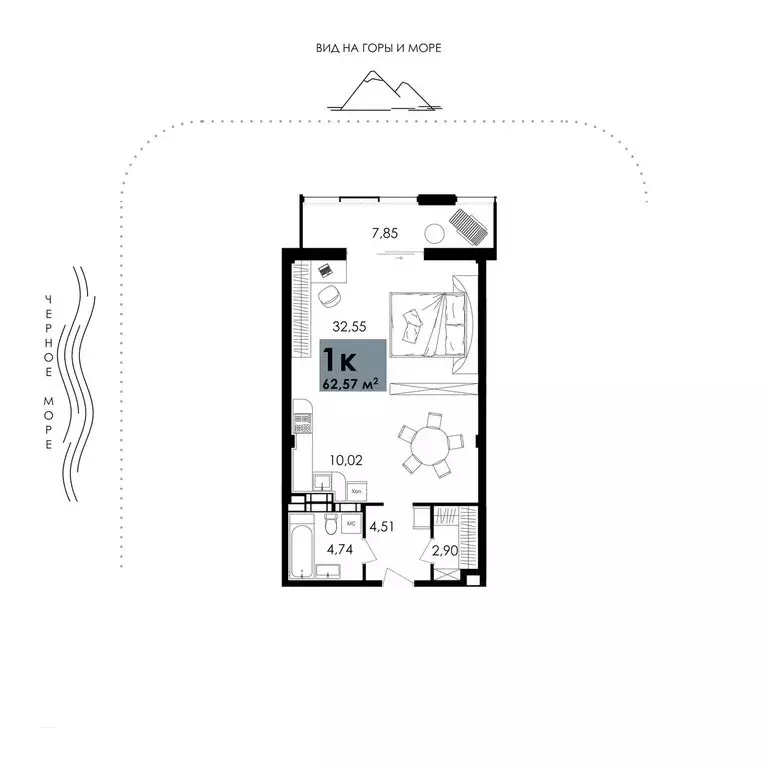 1-комнатная квартира: Алушта, Парковая улица, 7 (62.57 м) - Фото 1