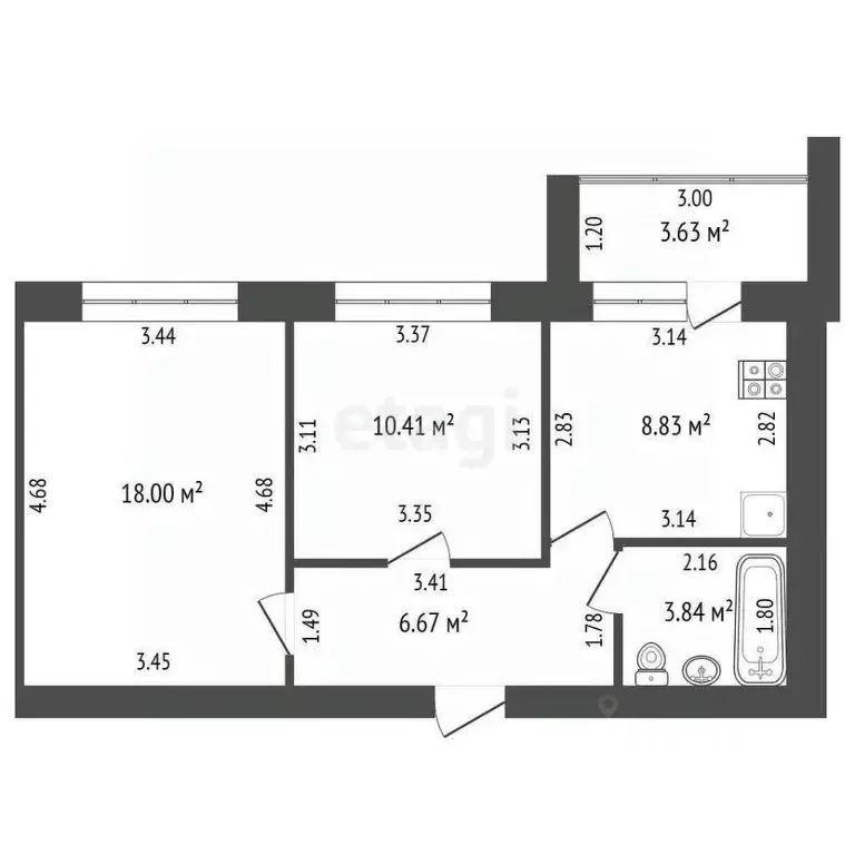 2-к кв. Тамбовская область, Тамбов ул. Научная, 6 (46.1 м) - Фото 1