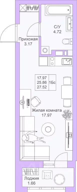 Студия Татарстан, Казань Светлая Долина жилой комплекс (27.52 м) - Фото 0