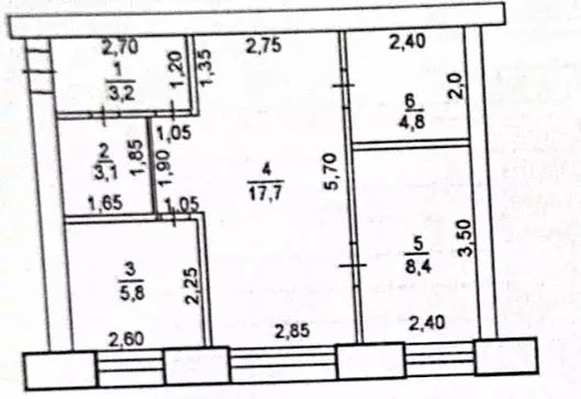 3-к кв. Оренбургская область, Оренбург ул. Кривцова, 1А (42.5 м) - Фото 1