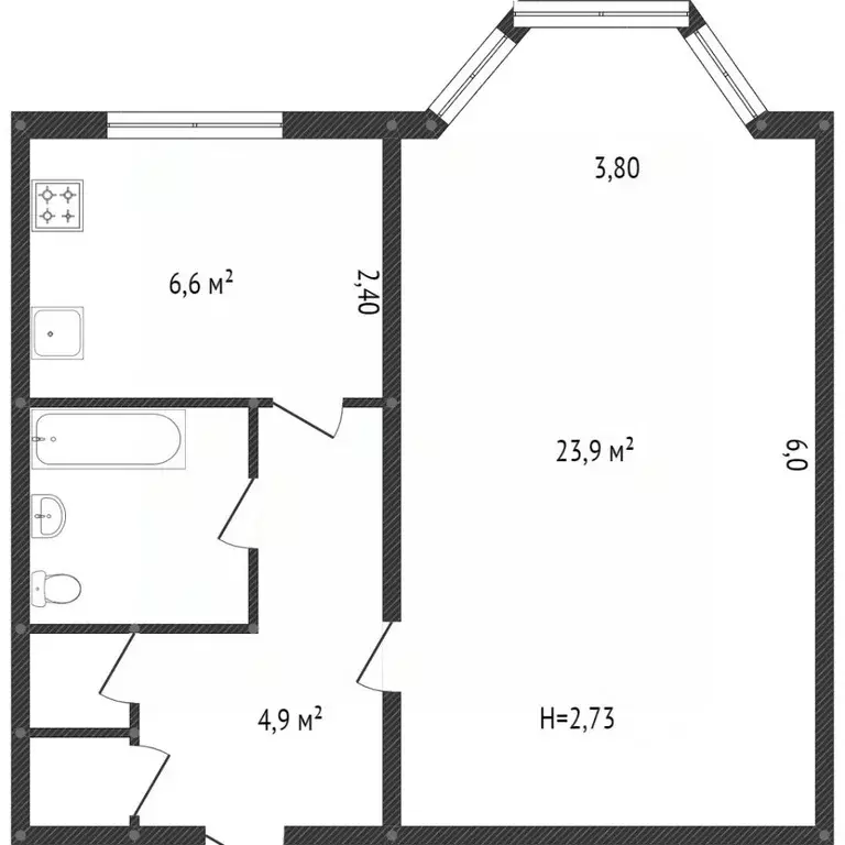 1-к кв. Ямало-Ненецкий АО, Новый Уренгой Железнодорожная ул., 46 (39.6 ... - Фото 2
