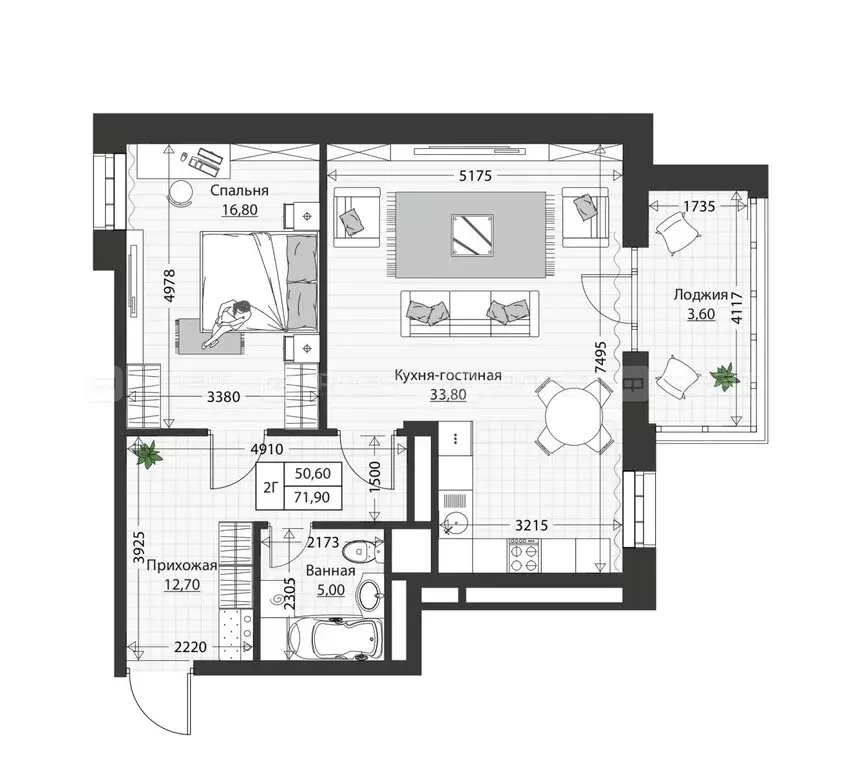 2-комнатная квартира: Казань, Московская улица, 30 (72.1 м) - Фото 1