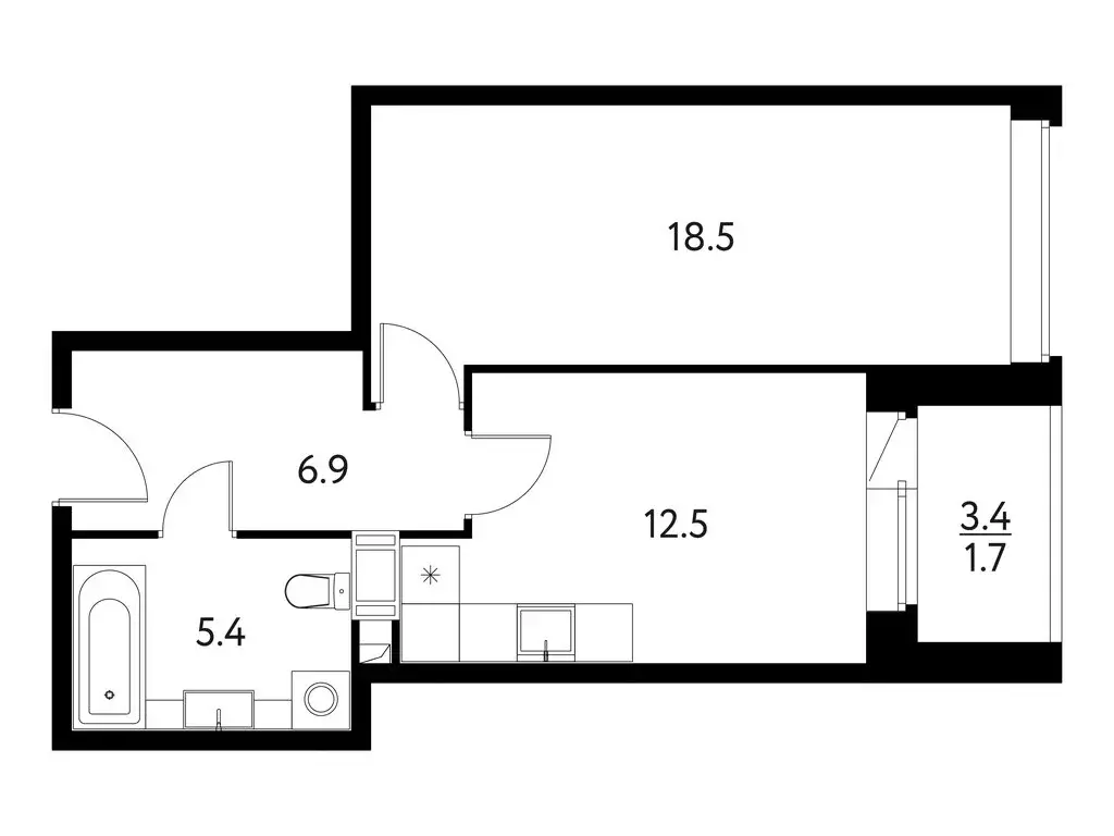 1-комнатная квартира: Щёлково, Центральная улица, 69 (46 м) - Фото 1