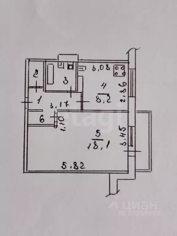 1-к кв. Липецкая область, Липецк ул. Имени Генерала Меркулова, 43 ... - Фото 1