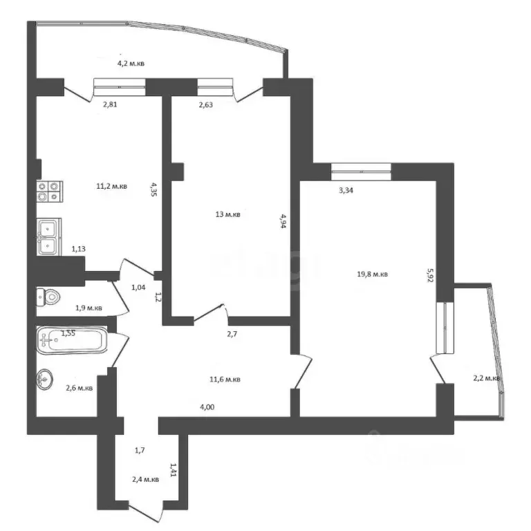 2-к кв. Крым, Феодосия ш. Симферопольское, 24Е (62.5 м) - Фото 2