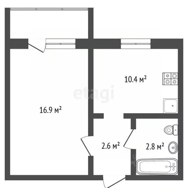 1-к кв. Самарская область, Самара ул. Осипенко, 34 (33.9 м) - Фото 1
