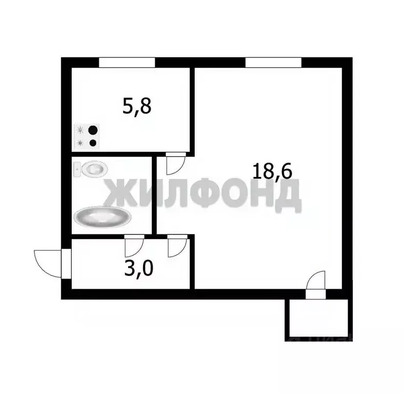 Квартира, 1 комната, 31.5 м - Фото 0