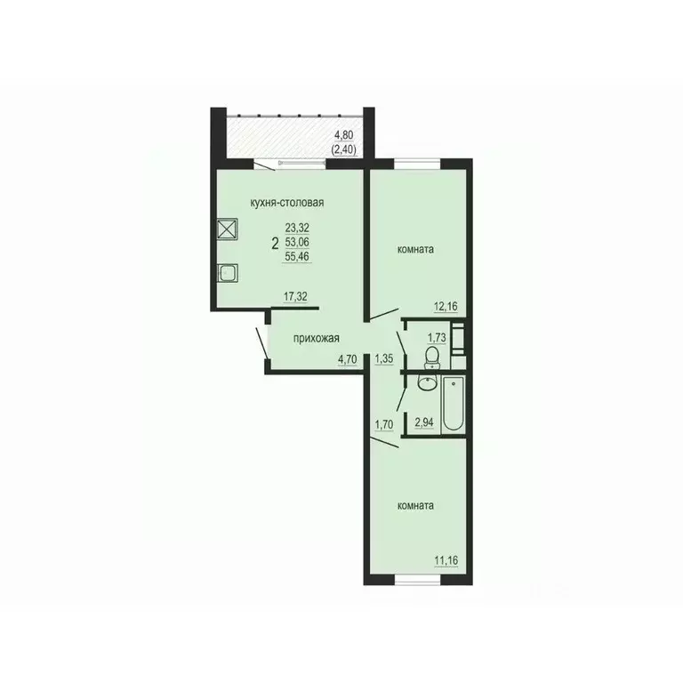 2-к кв. Челябинская область, Челябинский городской округ, пос. ... - Фото 1