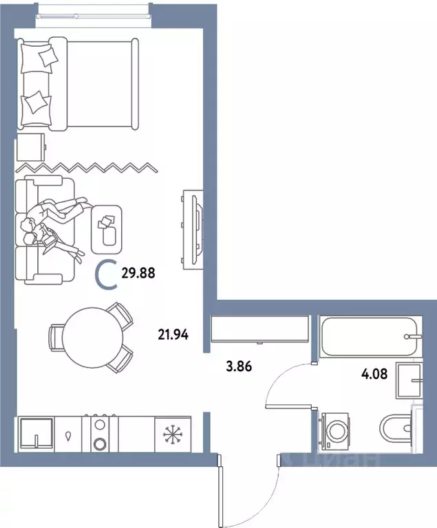 Студия Московская область, Мытищи Страна.Парковая жилой комплекс ... - Фото 1