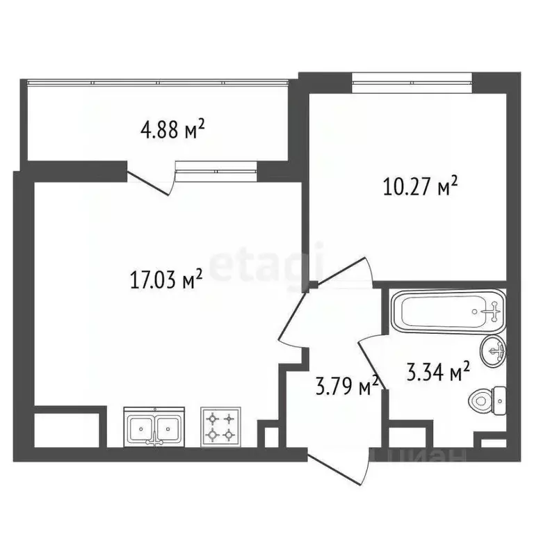 1-к кв. Санкт-Петербург ул. Верхне-Каменская, 9к1 (35.0 м) - Фото 1