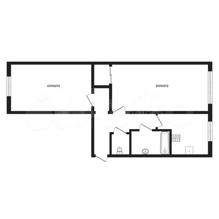 2-к. квартира, 43,9 м, 2/2 эт. - Фото 0