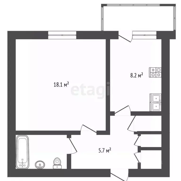 1-к кв. Ямало-Ненецкий АО, Новый Уренгой Восточный мкр, 3/4 (38.5 м) - Фото 1