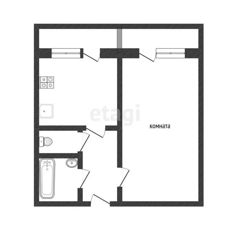 1-комнатная квартира: посёлок Глажево, 9 (32.7 м) - Фото 0