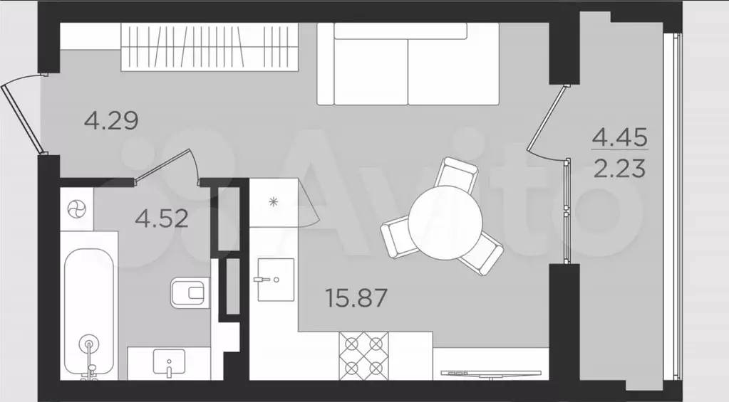 Квартира-студия, 26,9 м, 9/9 эт. - Фото 1